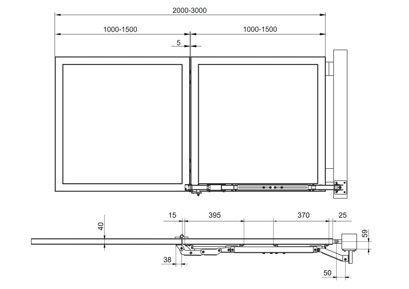 Folding mechanism for swing gates - left