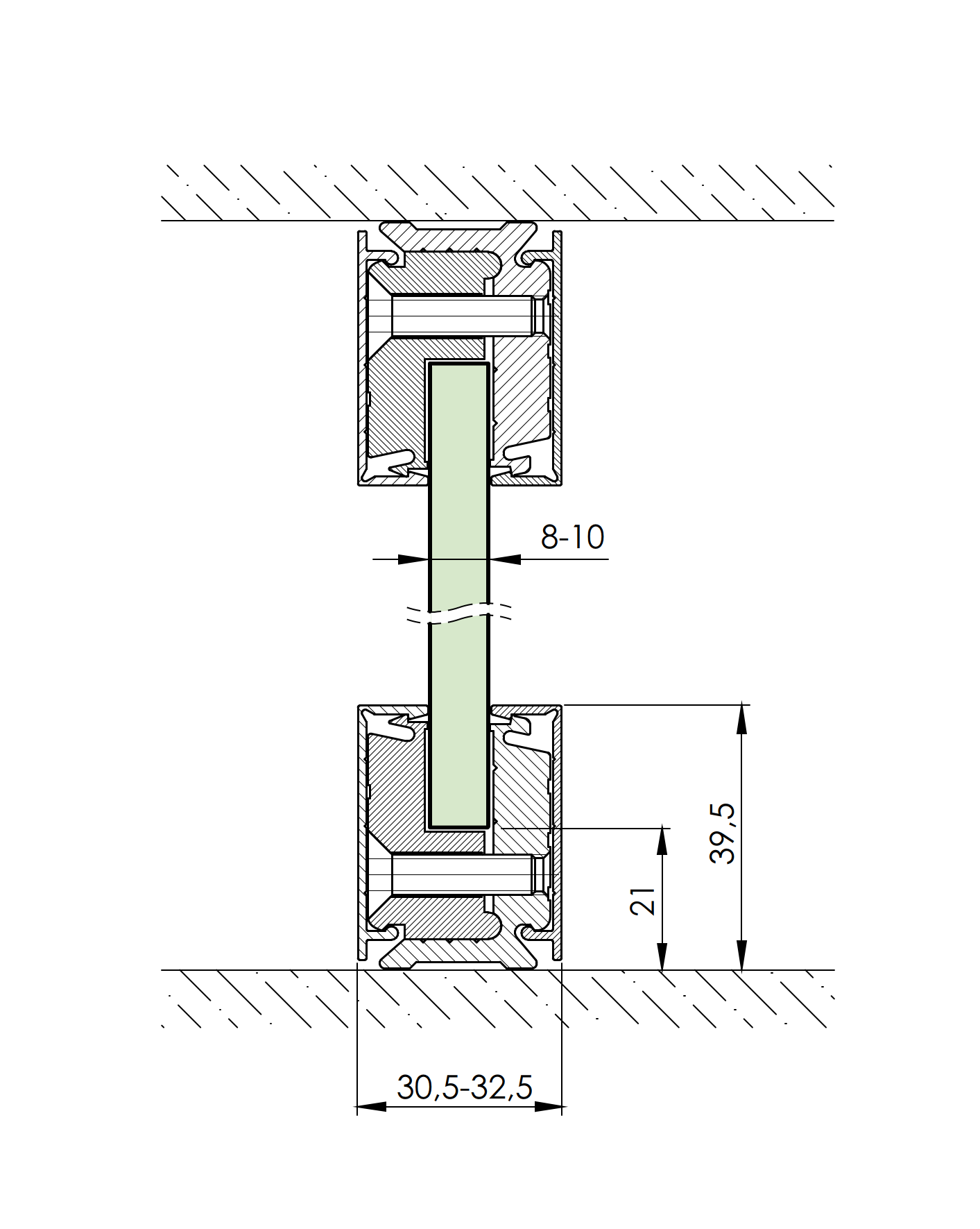 glazing profile 3m-set with cover H40