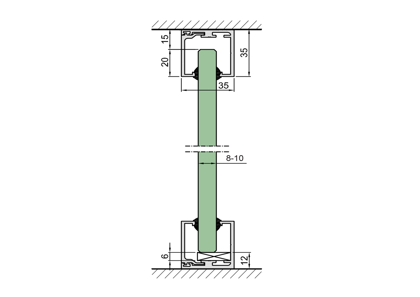 Glazing clamping profile 35x35mm