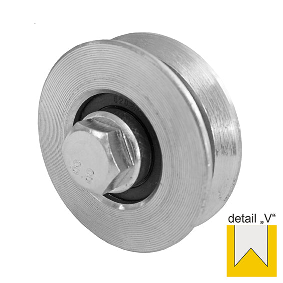 Wheel for sliding gates with V groove INOX, D80mm