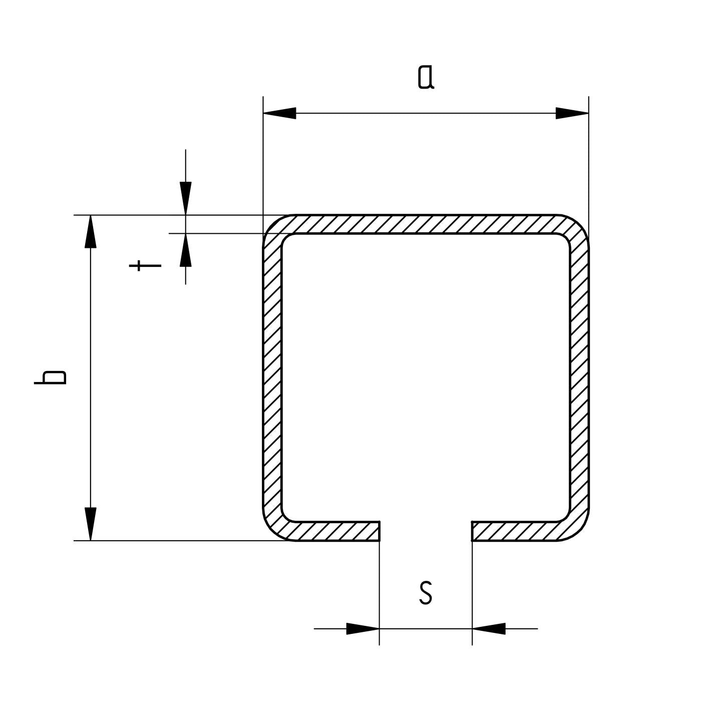 Guiding track INOX, 76x76x3mm, L3m