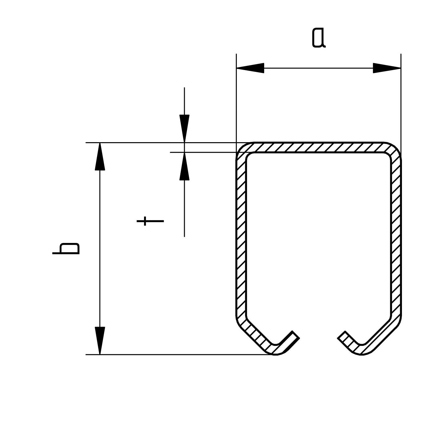 Profile guide for hanging gates INOX, 42x54x2,5mm