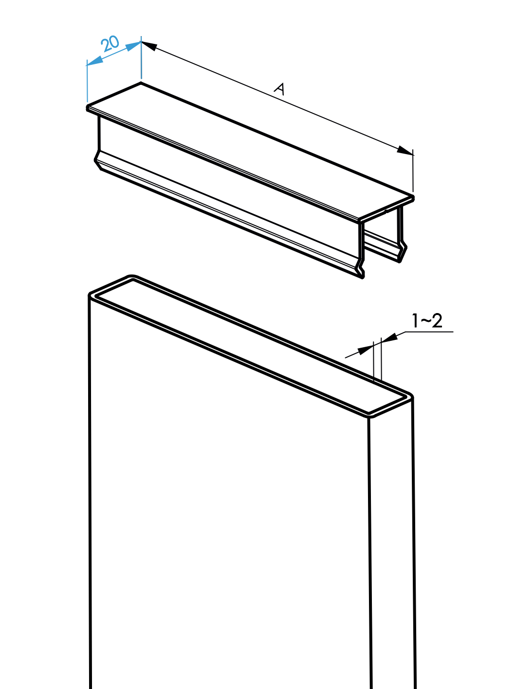 Cover for vertical infill 20x100x1 - R8017