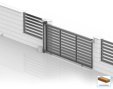 Aluminium sliding gate 6x2.045m with 20x100 R7016 filling - set