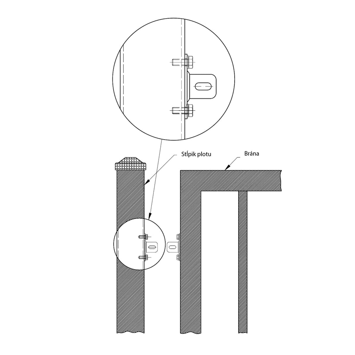 Vertical fence panel bracket, stainless steel