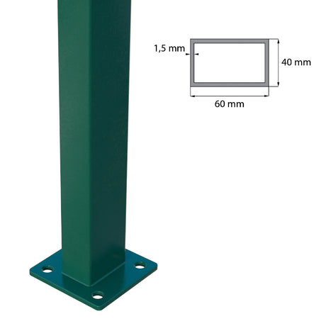 Post 60x40mm with ZnPVC base 1600mm green