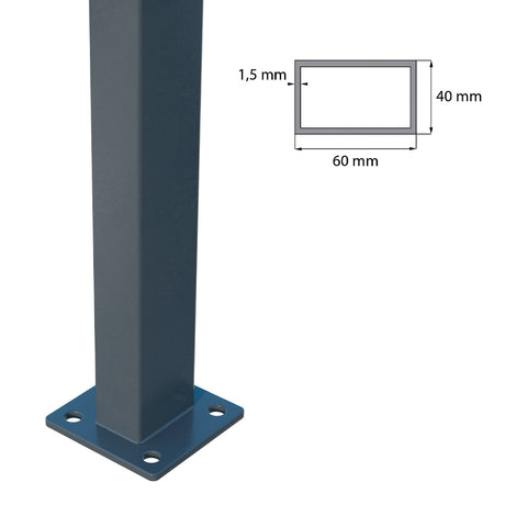 Post 60x40mm with ZnPVC base 2200mm anthracite