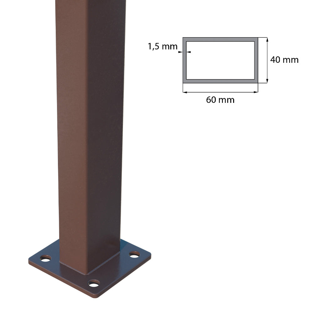 Stĺpik 60x40mm s pätkou ZnPVC 1800mm hnedá