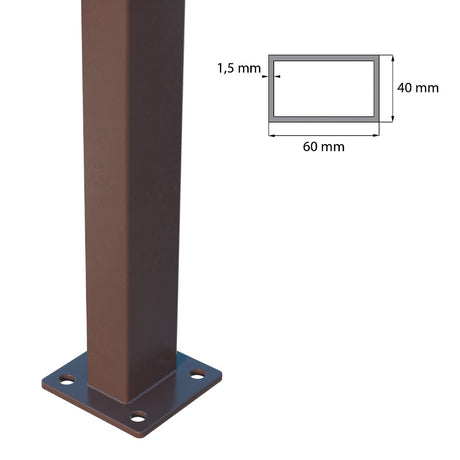 Stĺpik 60x40mm s pätkou ZnPVC 1800mm hnedá