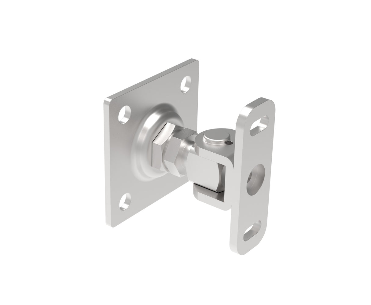 Adjustable hinge with anchoring flange, INOX, M16