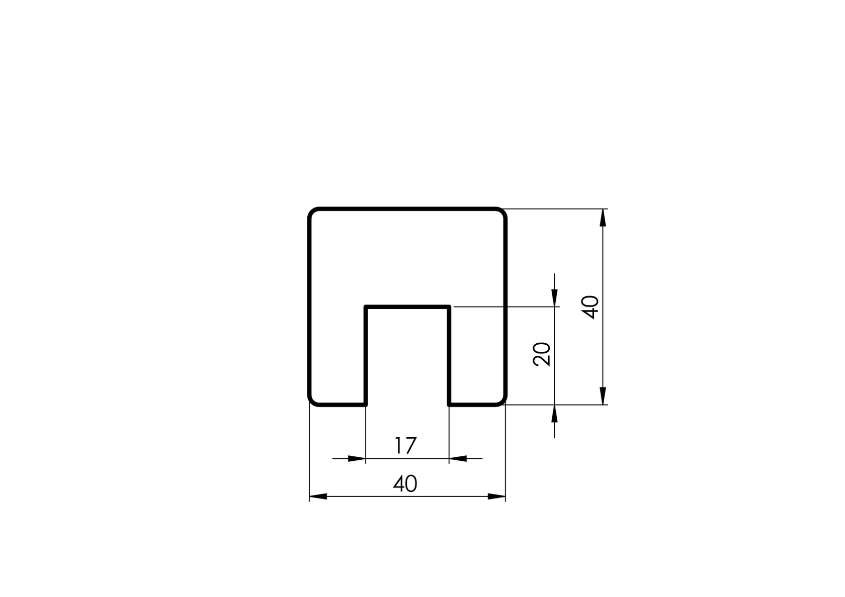 Beech square handrail with plow for glass