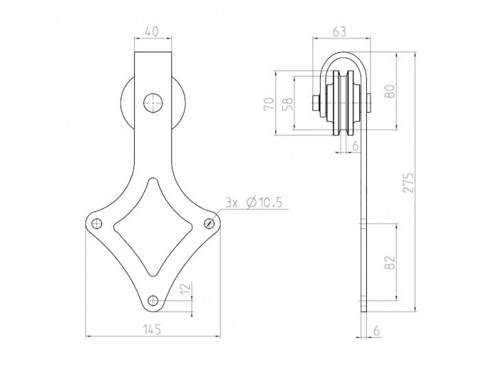 sliding barn door hardware - "Rhombus"