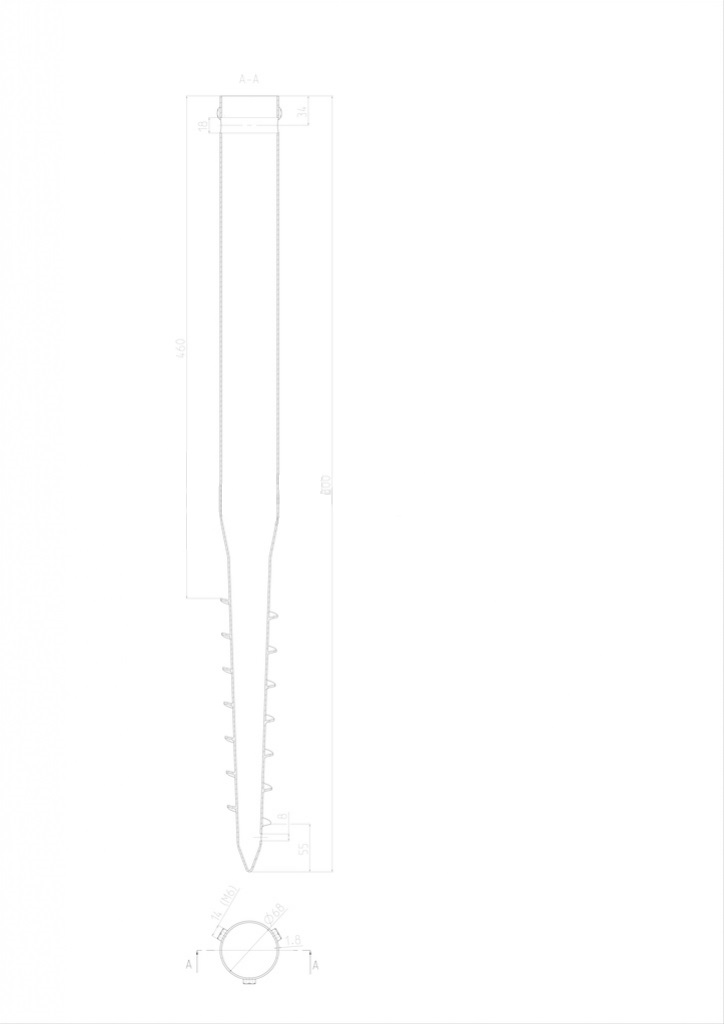 Ground screw 68x1,5x800mm, 3xM8